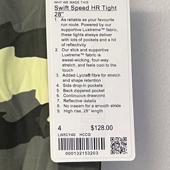 Lululemon Swift Speed High-Rise Tight 28",Heritage 365 Camo Crispin Size- 4 NWT - Picture 7 of 7